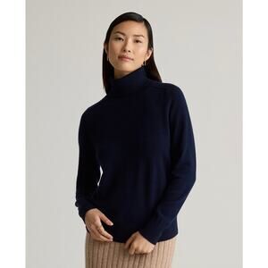 Quince Navy Mongolian Cashmere Turtleneck Sweater Size S